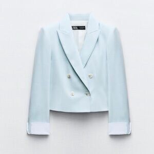 ZARA Light Blue Double-Breasted Blazer
